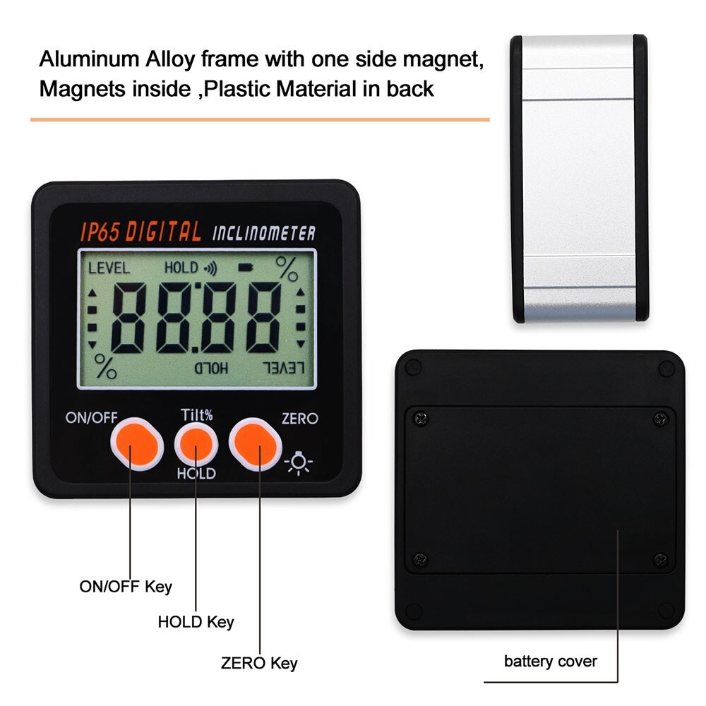 IP65 Digital Level Angle Gauge Meter Magnetic Electronic Level Angle Finder Tool - Image 4