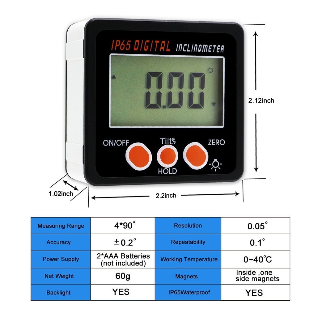 IP65 Digital Level Angle Gauge Meter Magnetic Electronic Level Angle Finder Tool - Image 5