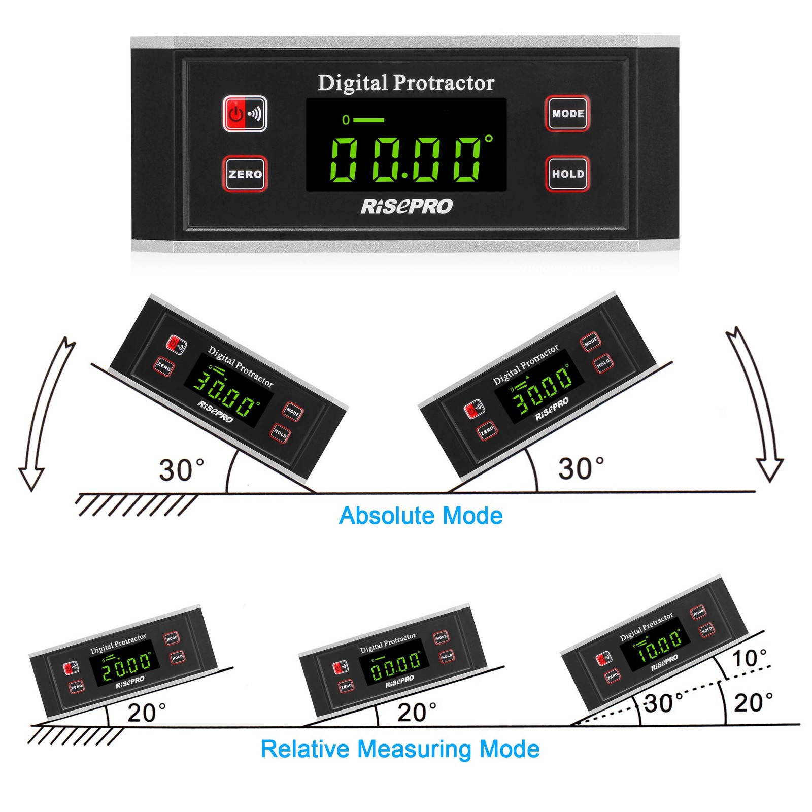 Inclinometer, ® Digital Protractor Angle Finder Level Inclinometer Magnetic V... - Image 5
