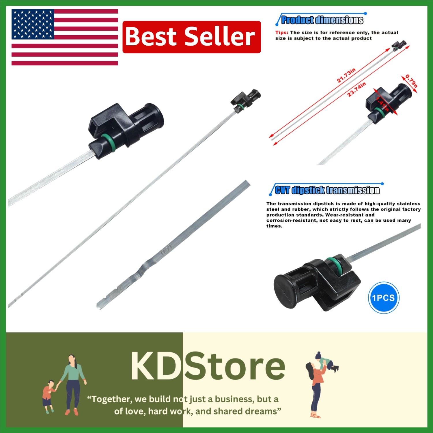 Automotive Transmission Dipstick 23.74 Inch Stainless Steel Oil Level Indicator