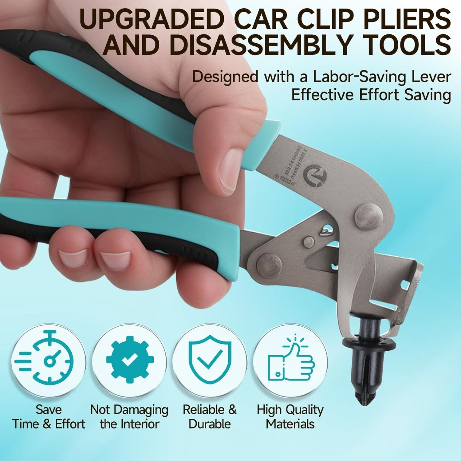 Car Clip Pliers and Disassembly Tools, Multi-Functional Automotive Snap Teal - Image 3