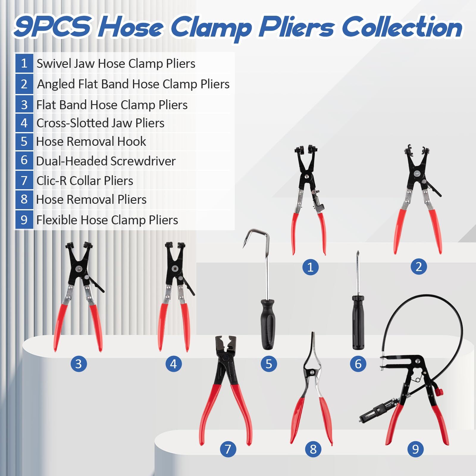 PPKBBEB 9PCS Hose Clamp Pliers Automotive Multi-Handle Precision Tools for - Image 2