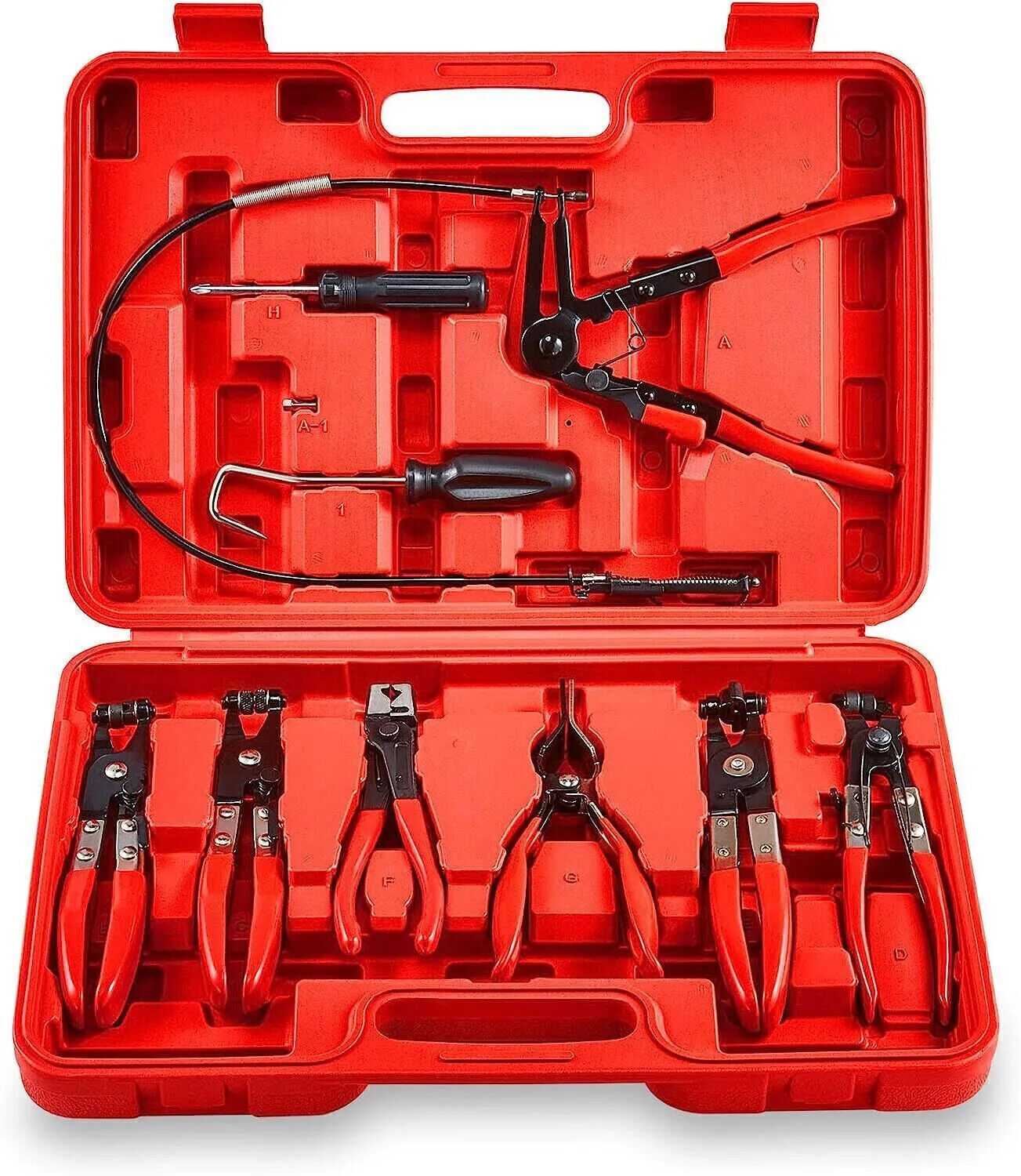 10Pc Hose Clamp Clip Remover Pliers Wire Long Reach Kit Fuel Oil Water Hose Tool - Image 2
