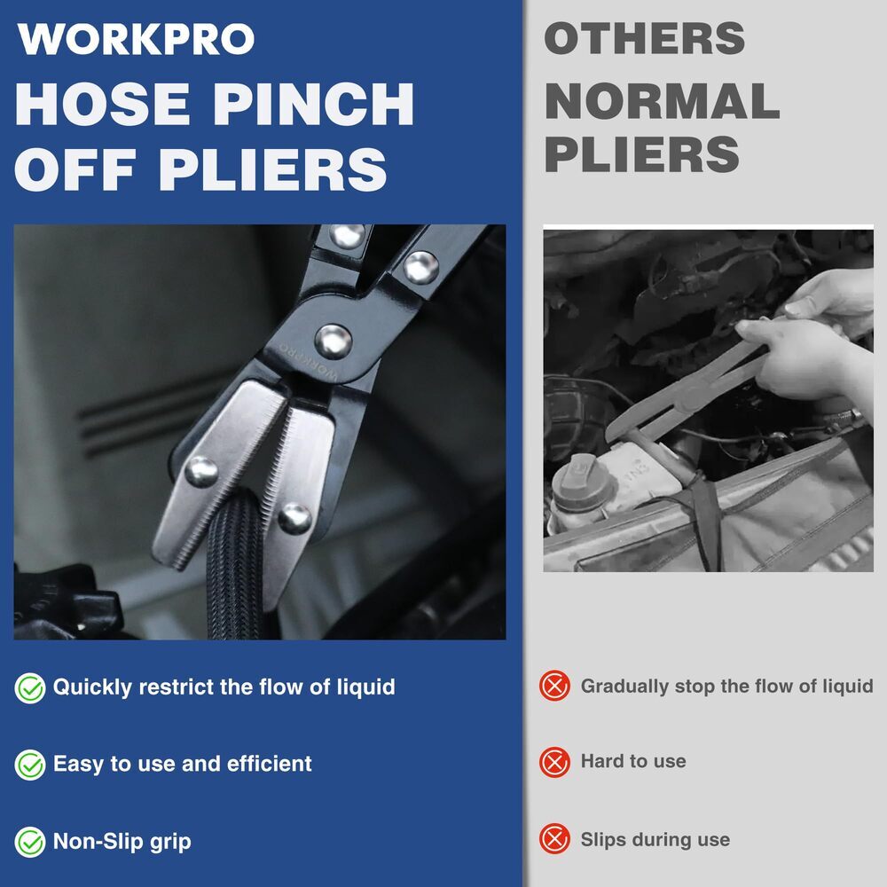 WORKPRO 10" Ratcheting Hose Pinch Off Plier for Automotive Hose Lines Fuel Lines - Image 4