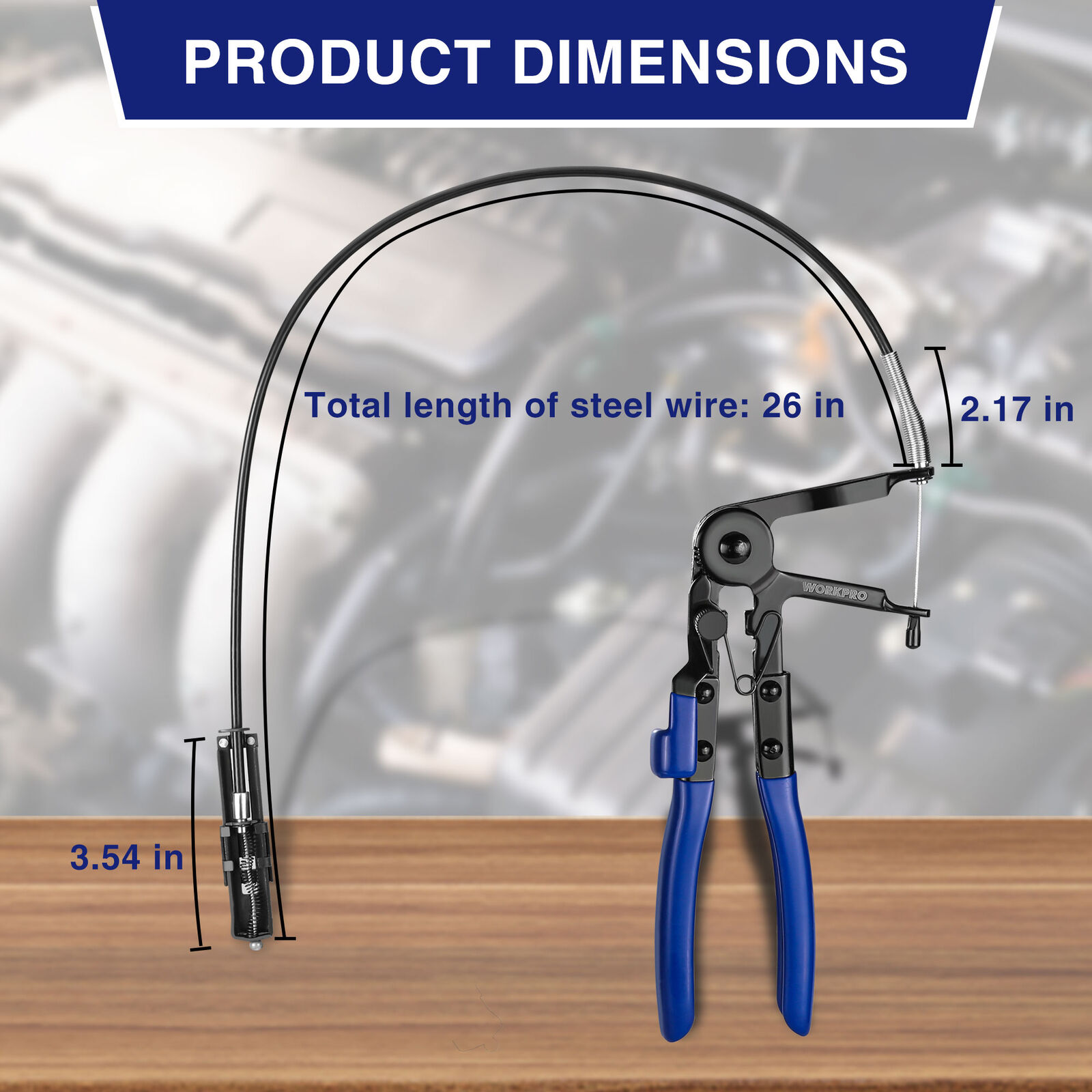 WORKPRO Flexible Hose Clamp Pliers, 27” Hose Clamp Automotive Clamp Removal Tool - Image 3