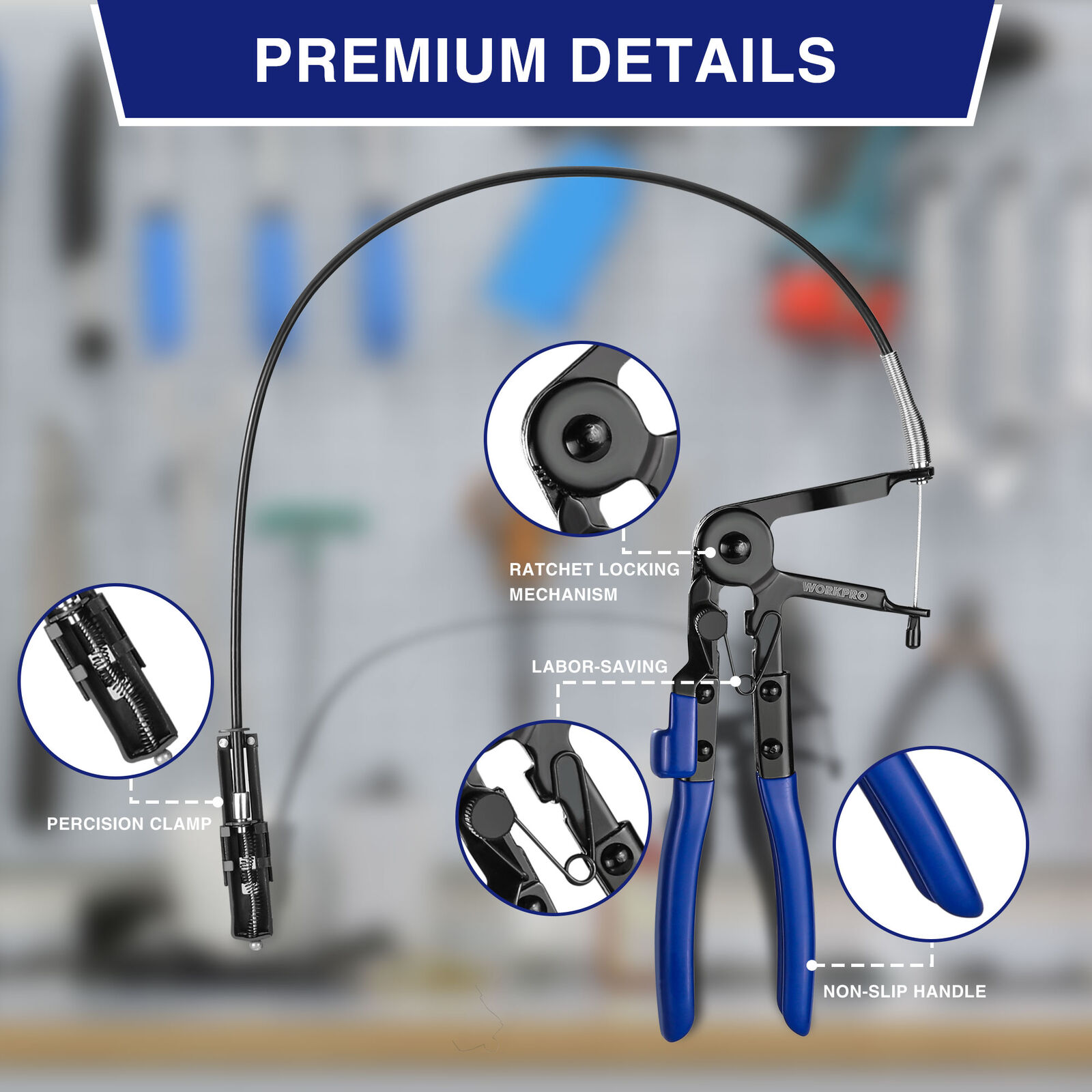 WORKPRO Flexible Hose Clamp Pliers, 27” Hose Clamp Automotive Clamp Removal Tool - Image 4