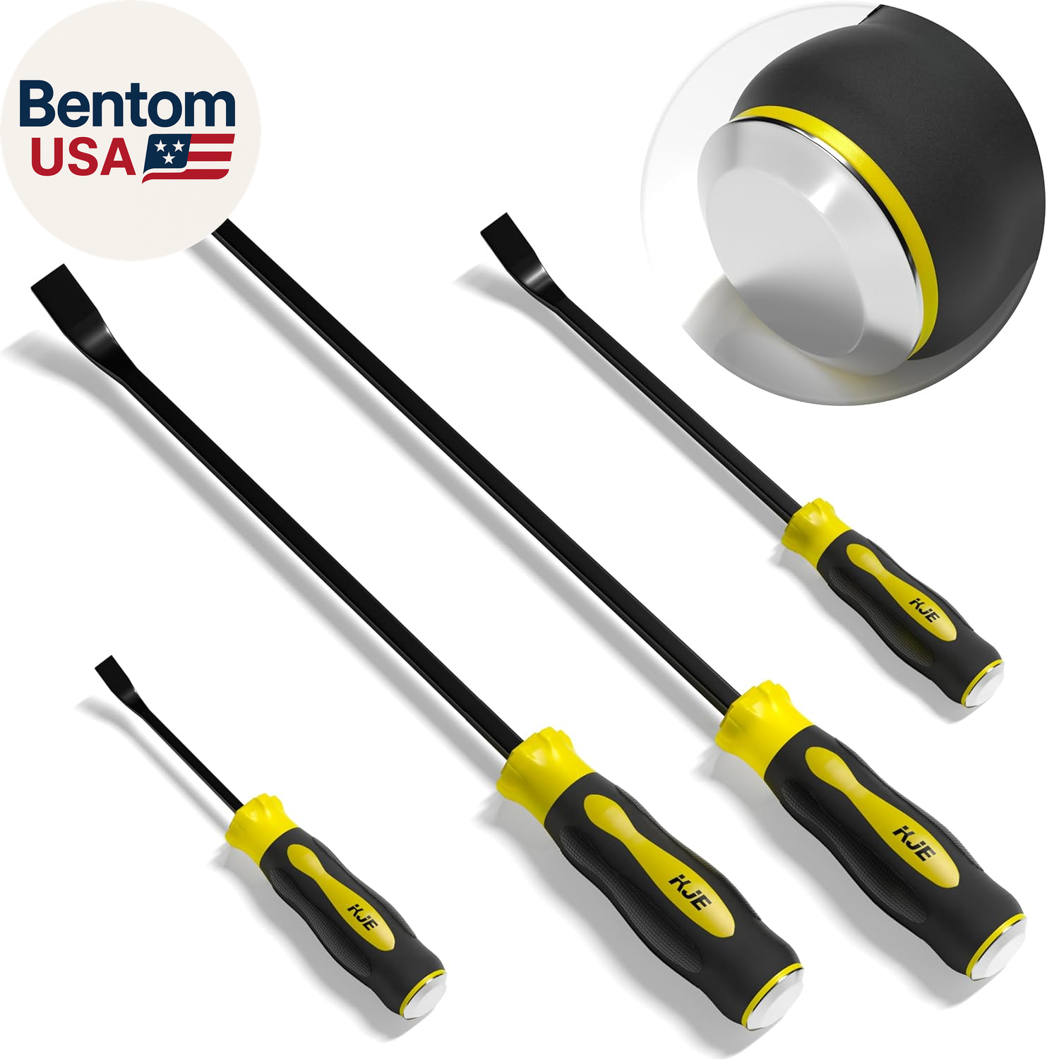 4-Piece Heavy Duty Pry Bar Set (8",12",18",24") - Automotive Pry Bar Set with St