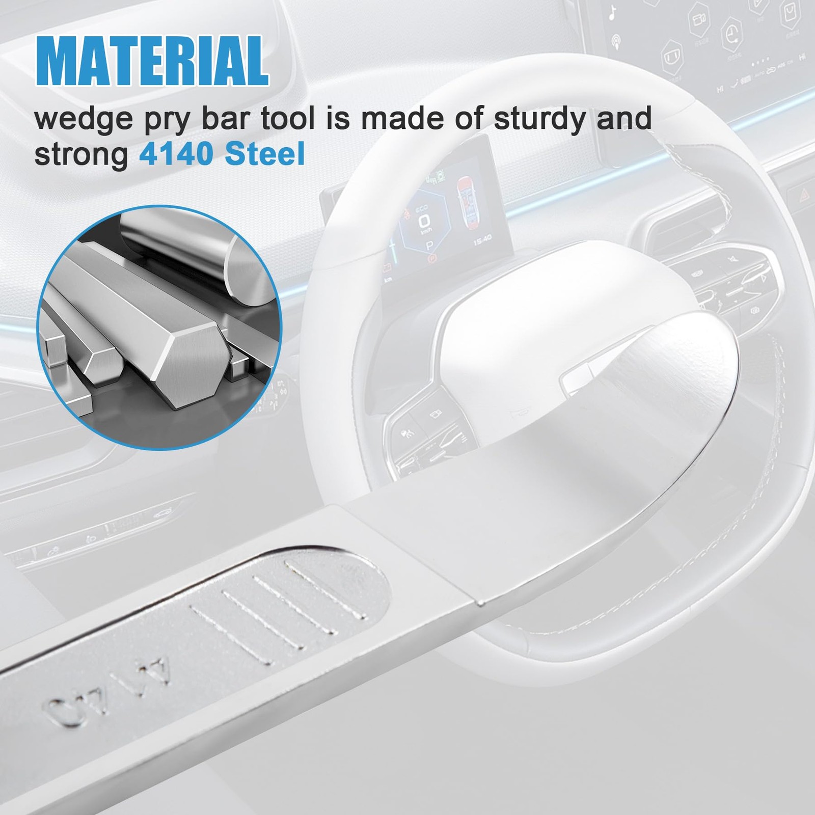 4140 Pry Tool,Pry Bar Trim Removal Tool,Pocket Pry Bar,Automotive Trim Remova... - Image 2