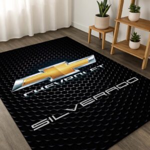 Chevrolet Rug, Silverado, Car Logo, Automotive Garage Floor Rug, Truck Rug