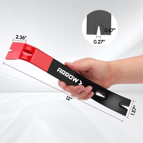 ARROW 12" Pry Bar & Nail Puller Heavy-Duty Carbon Steel Flat Bar Crowbar Tool - Image 2