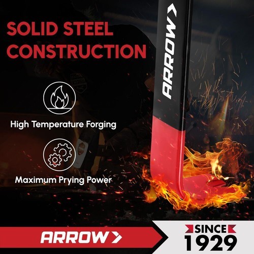 ARROW 12" Pry Bar & Nail Puller Heavy-Duty Carbon Steel Flat Bar Crowbar Tool - Image 4
