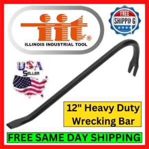 IIT 12" Wrecking Bar Pry Nail Puller Steel Forged Heavy Duty Handheld Anti-Rust