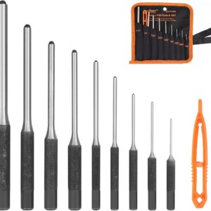 9-Piece Roll Pin Punch Set, Precision Steel Tools for Automotive, Watch Repair,