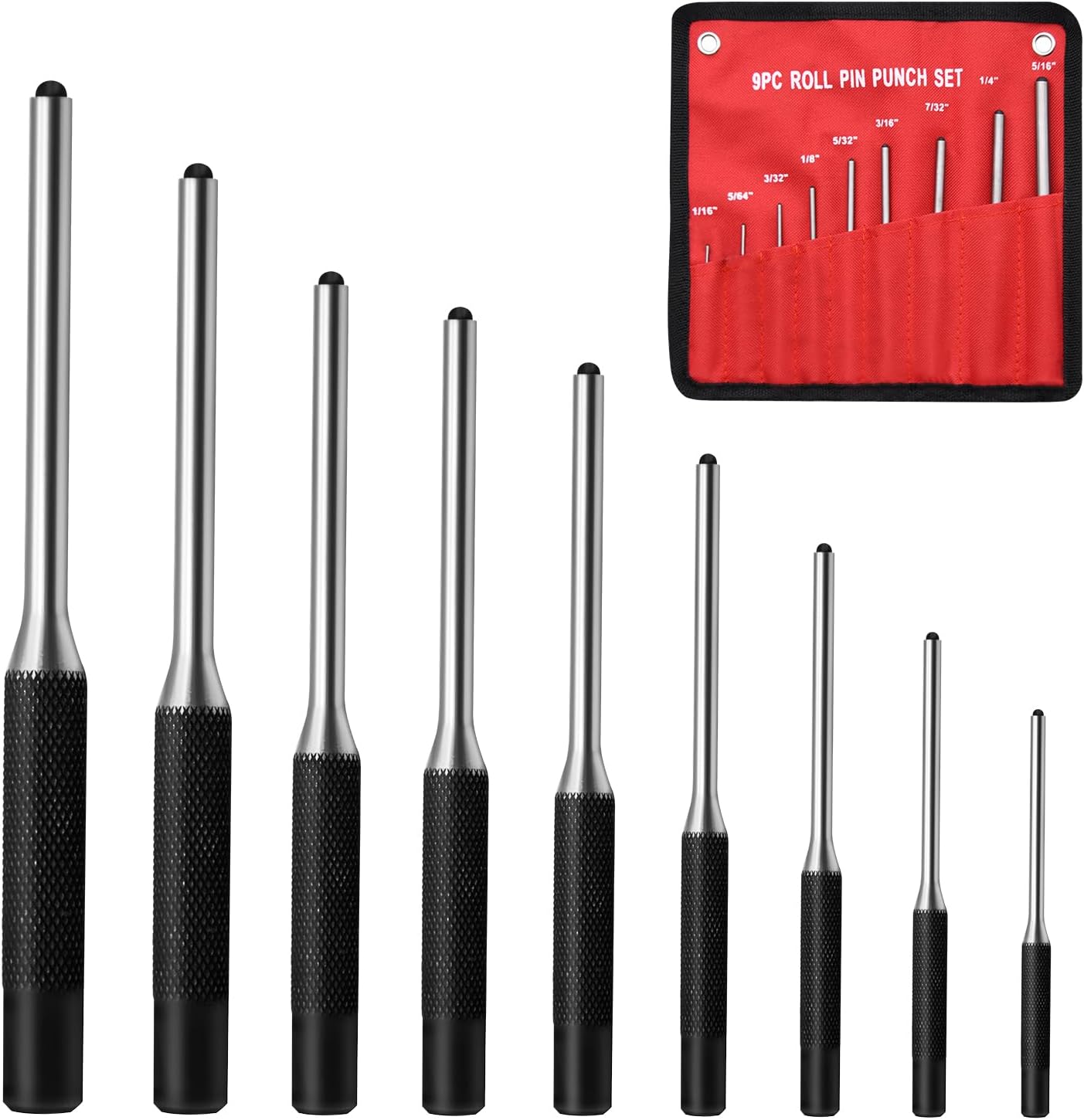 9Pc Pin Punch Set 1/16-5/16 Automotive Watch Jewelry Repair Tools w/Pouch
