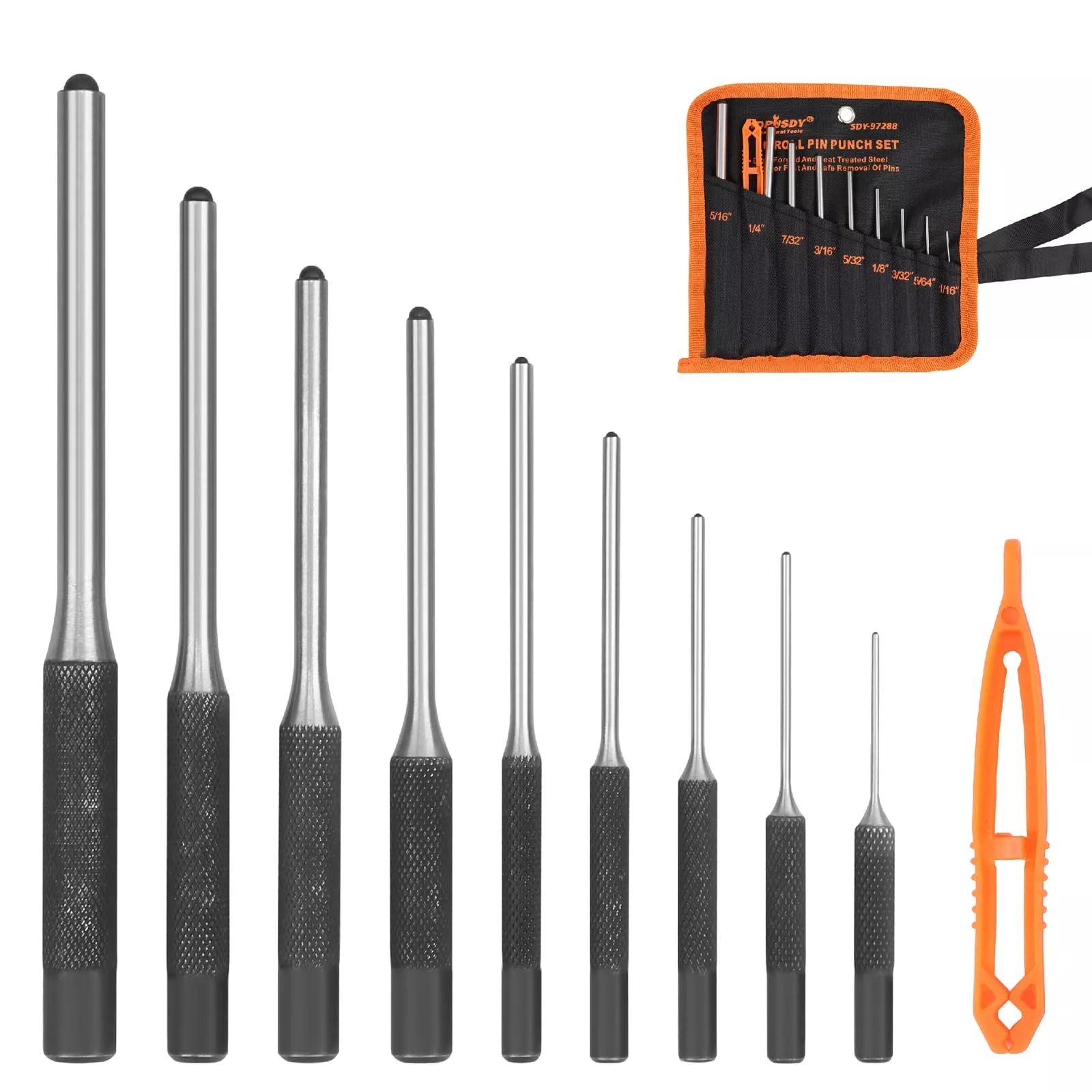 9 Pieces Roll Pin Punch Set, Removing Repair Tool with Holder for Automotive,...