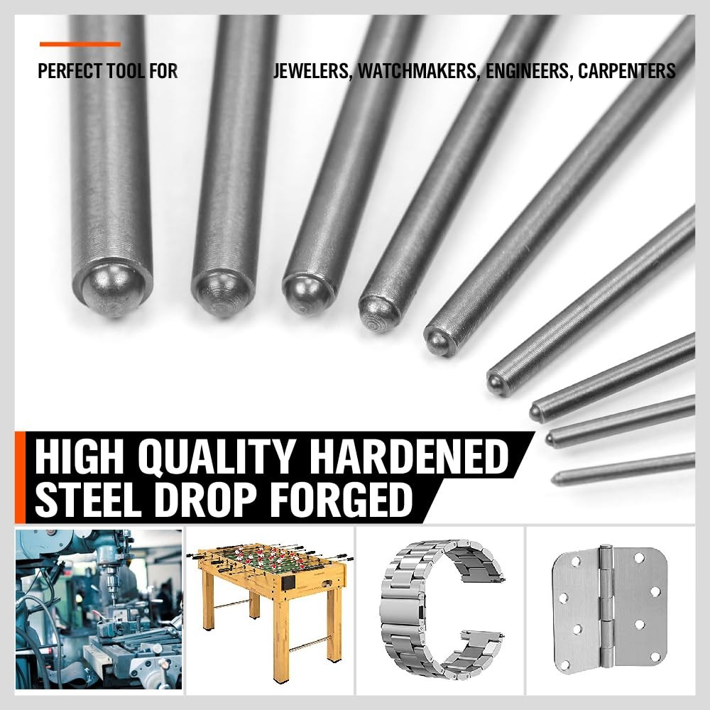 9 Pieces Roll Pin Punch Set, Removing Repair Tool with Holder for Automotive,... - Image 3