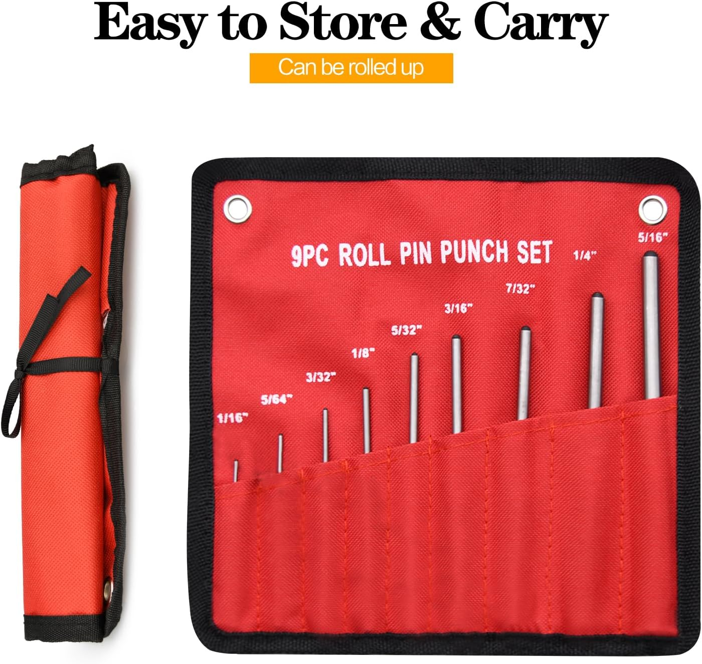 9Pc Pin Punch Set 1/16-5/16 Automotive Watch Jewelry Repair Tools w/Pouch - Image 4