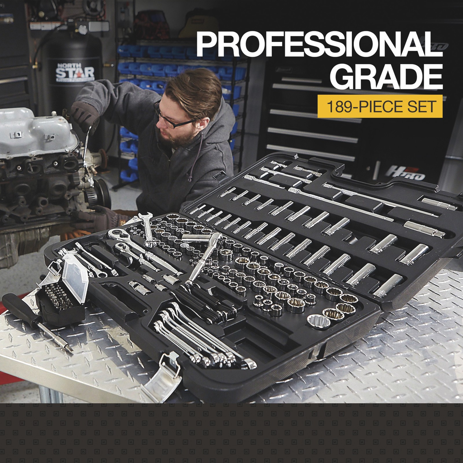 Klutch SAE/Metric Mechanic's Socket Set, 189-Pc., 1/4in., 3/8in. and 1/2in. - Image 2