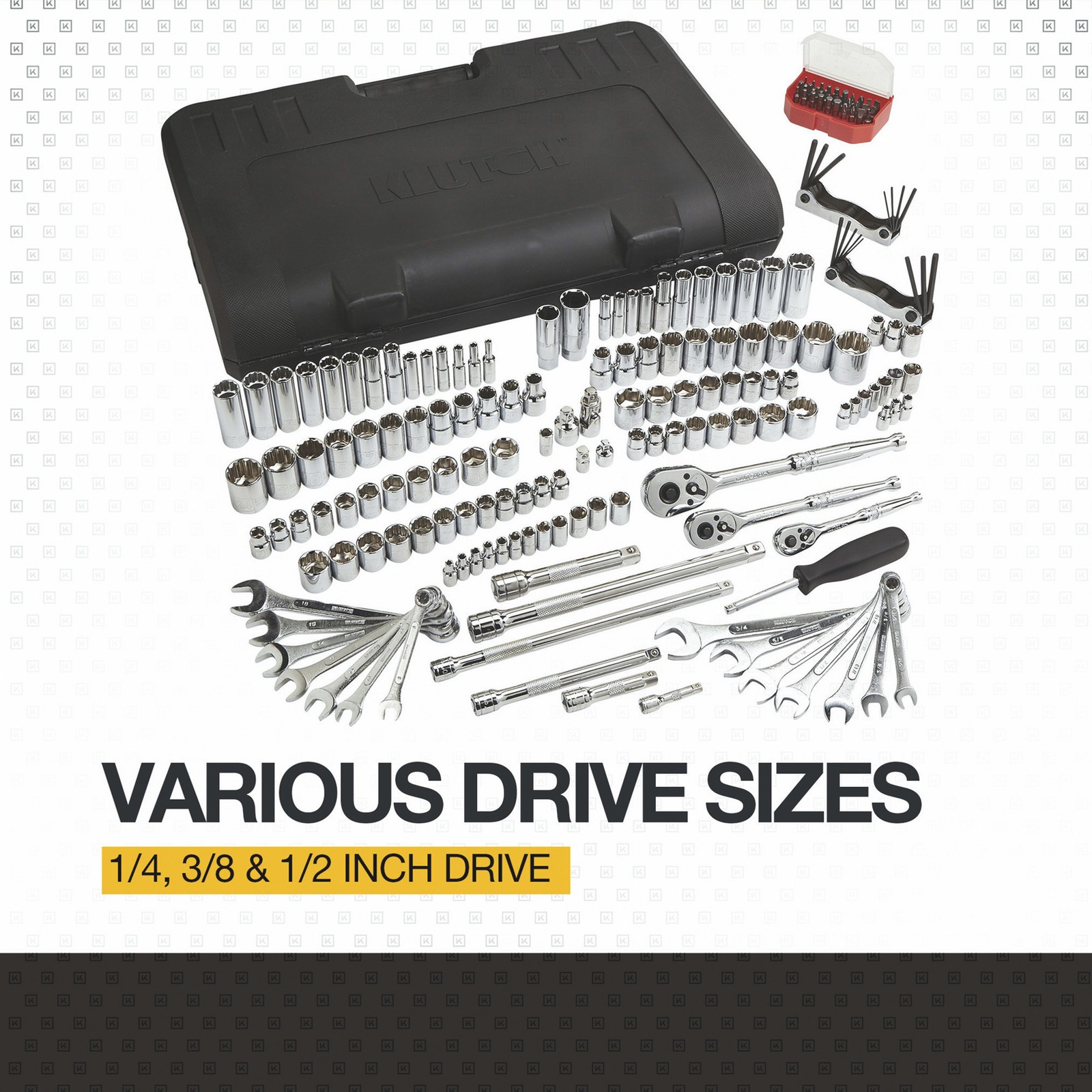 Klutch SAE/Metric Mechanic's Socket Set, 189-Pc., 1/4in., 3/8in. and 1/2in. - Image 5