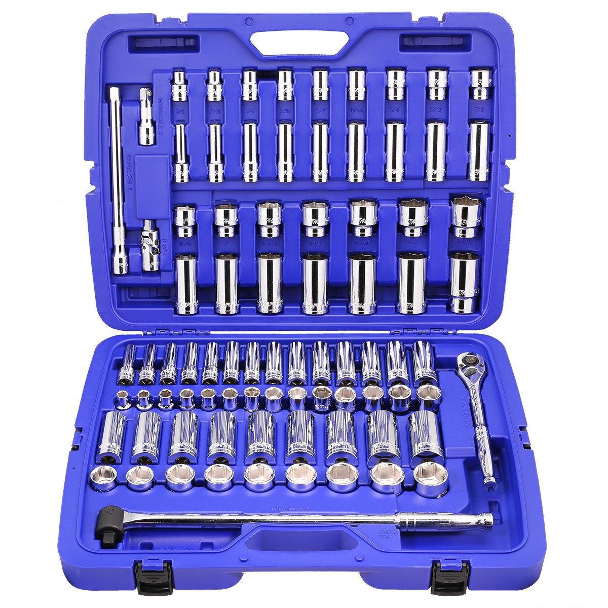 Stark USA 84PCS 1/2" DR Master Socket Standard Deep SAE MM Ratchet Extension
