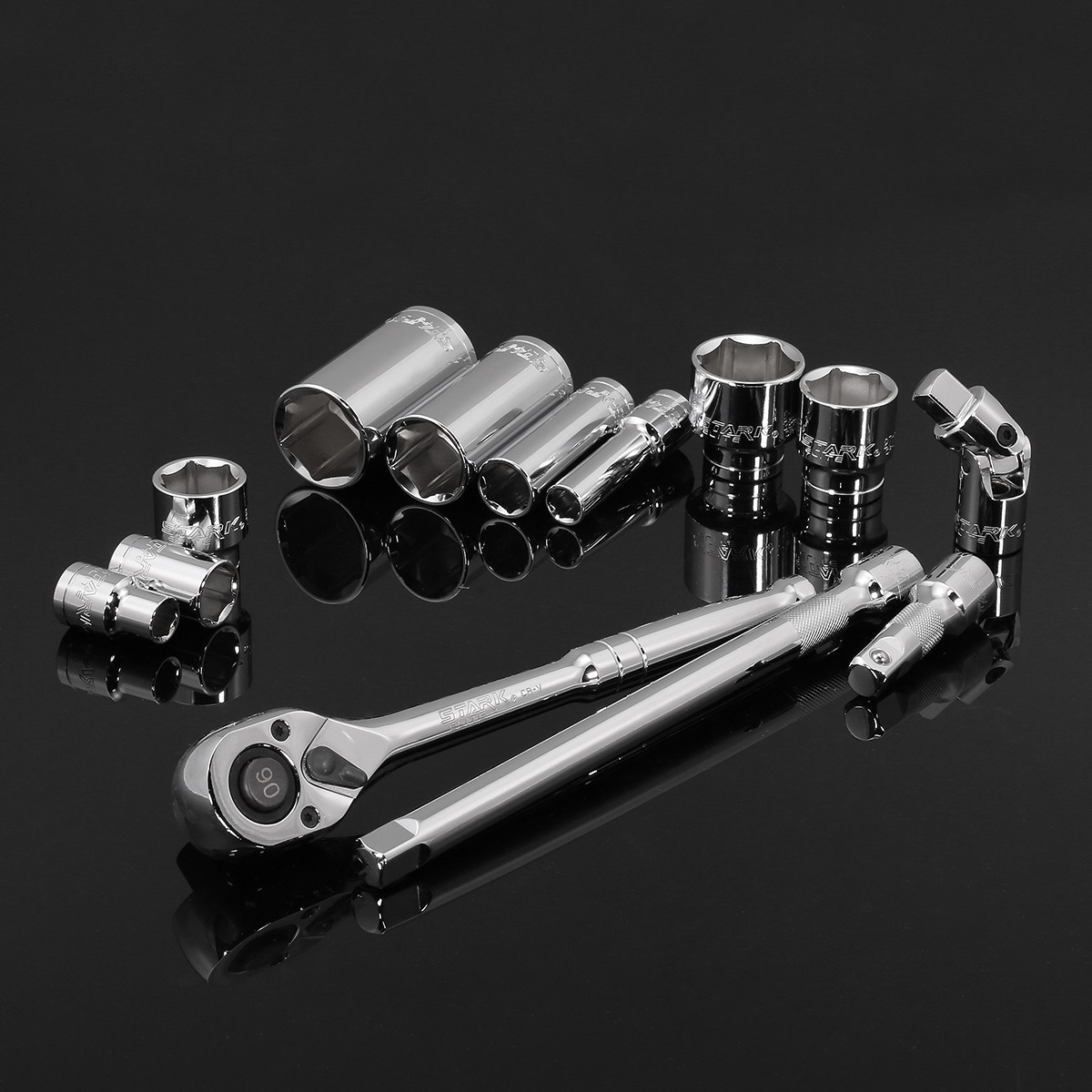 Stark USA 84PCS 1/2" DR Master Socket Standard Deep SAE MM Ratchet Extension - Image 2