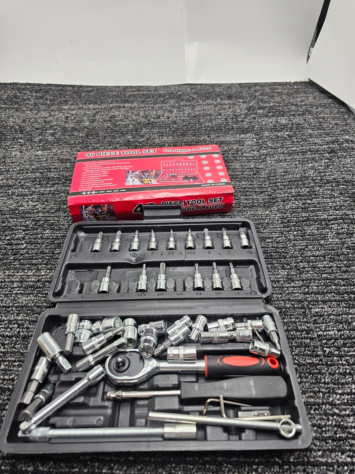 46 Pieces Socket Wrench Ratchet Mechanic Tool for Automotive & Household