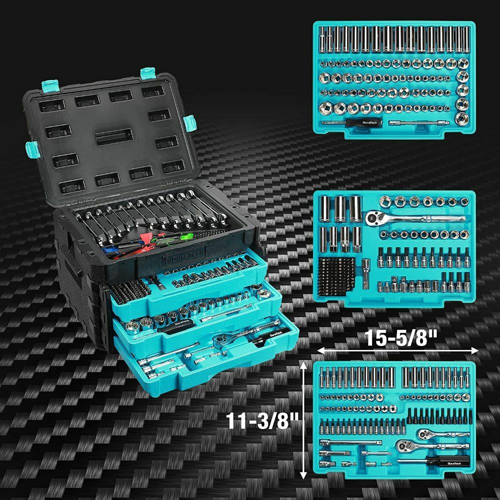 DURATECH 497PC Mechanics Tool Set Automotive SAE/Metric Socket 3 Drawer Case Box - Image 4