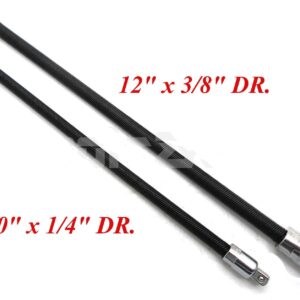 2pc Flexible Socket Extension 10" Long 1/4" & 12" Long 3/8"