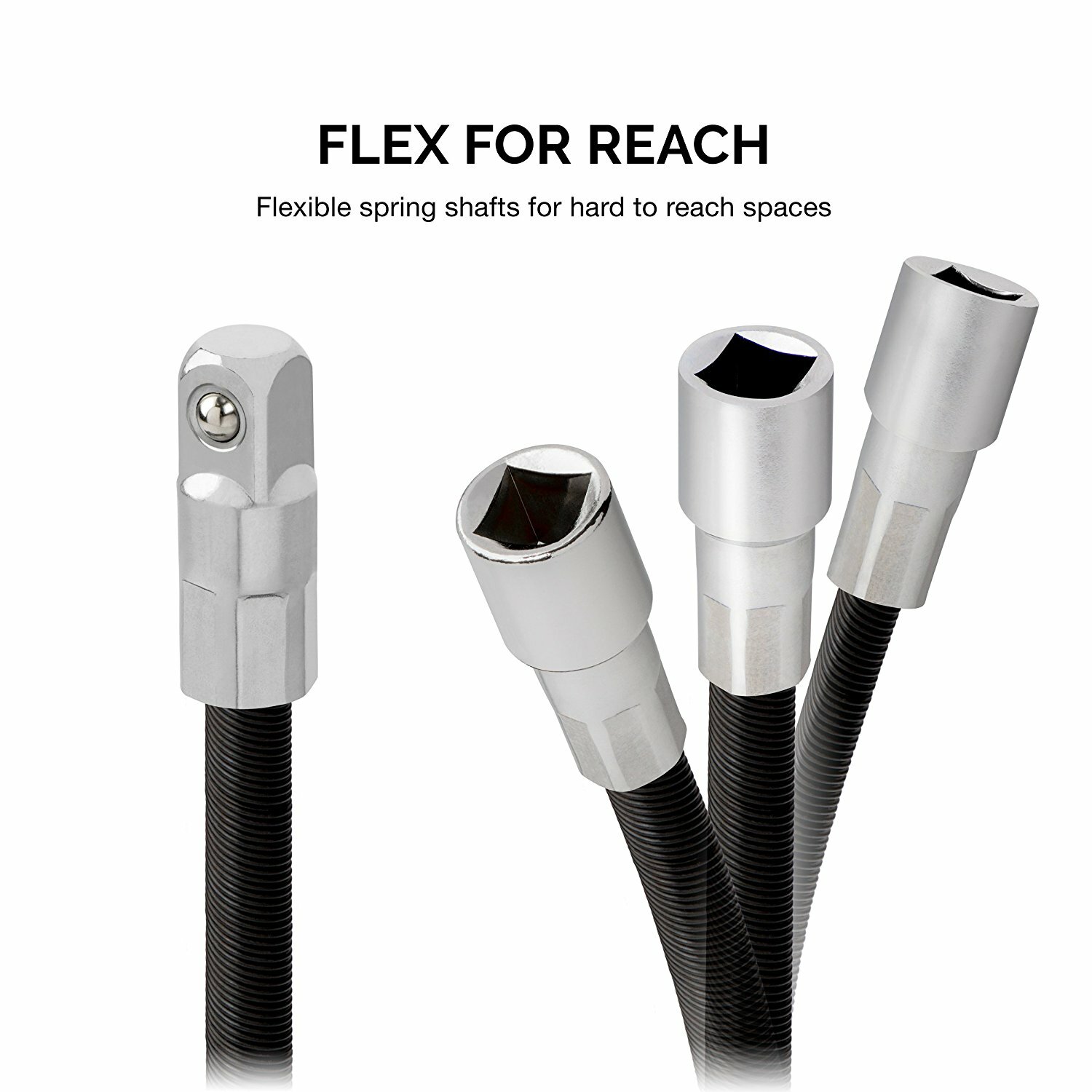 2pc Flexible Socket Extension 10" Long 1/4" & 12" Long 3/8" - Image 2