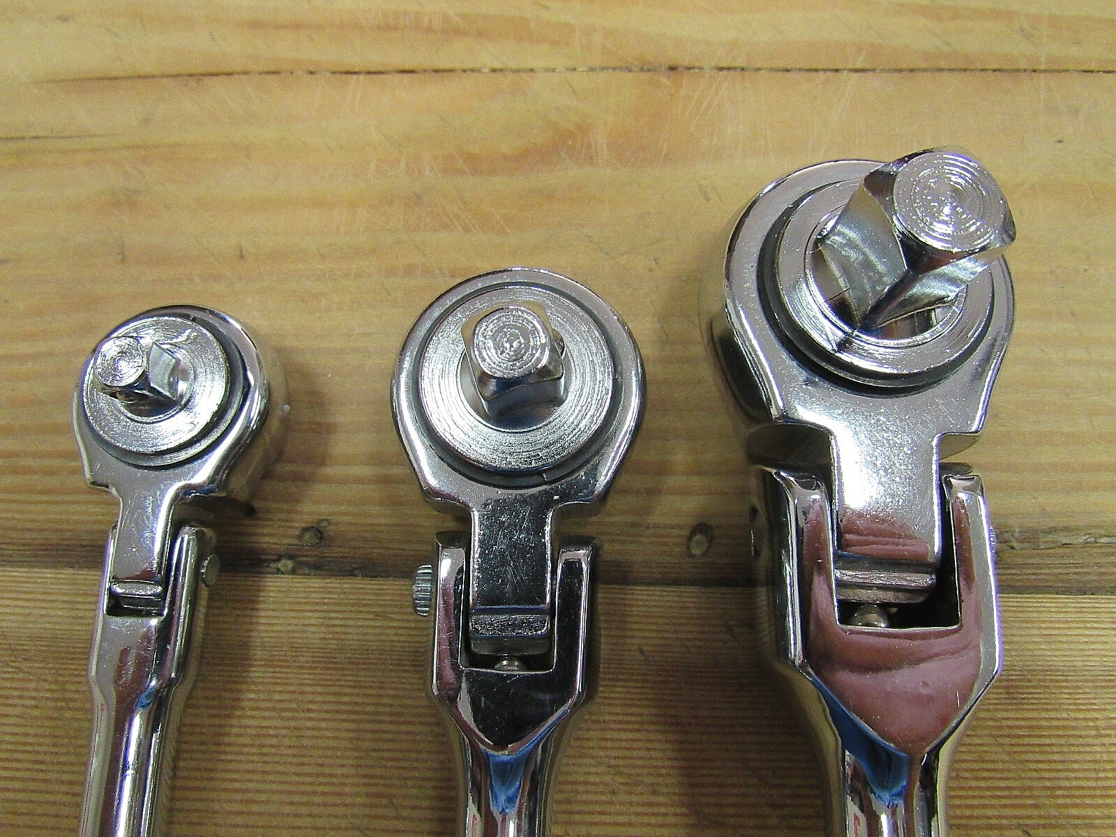 New 3 Stubby 90 Flex Head Ratchet Wrench for Sockets Slim Short Chrome Steel - Image 2