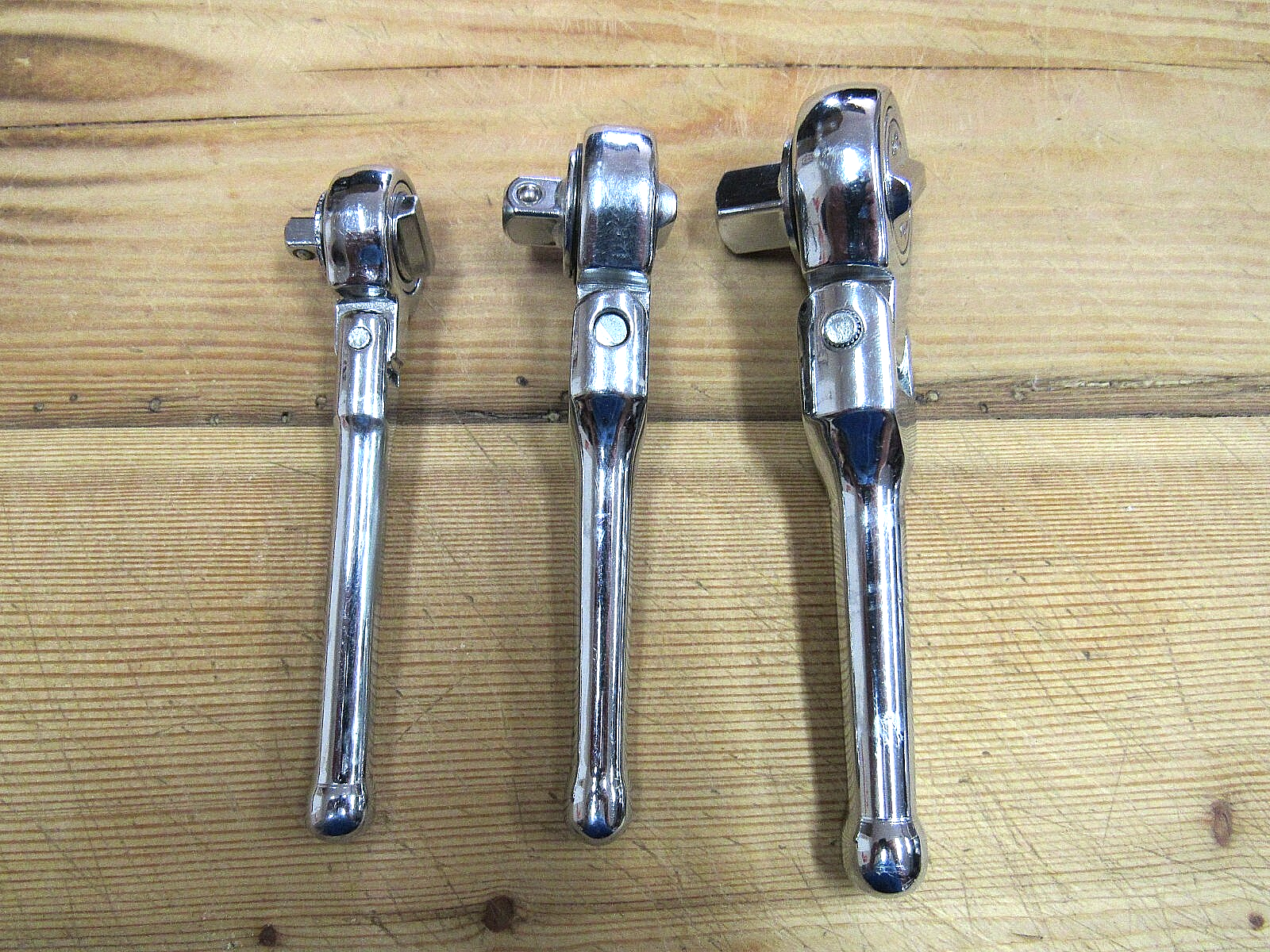 New 3 Stubby 90 Flex Head Ratchet Wrench for Sockets Slim Short Chrome Steel - Image 3