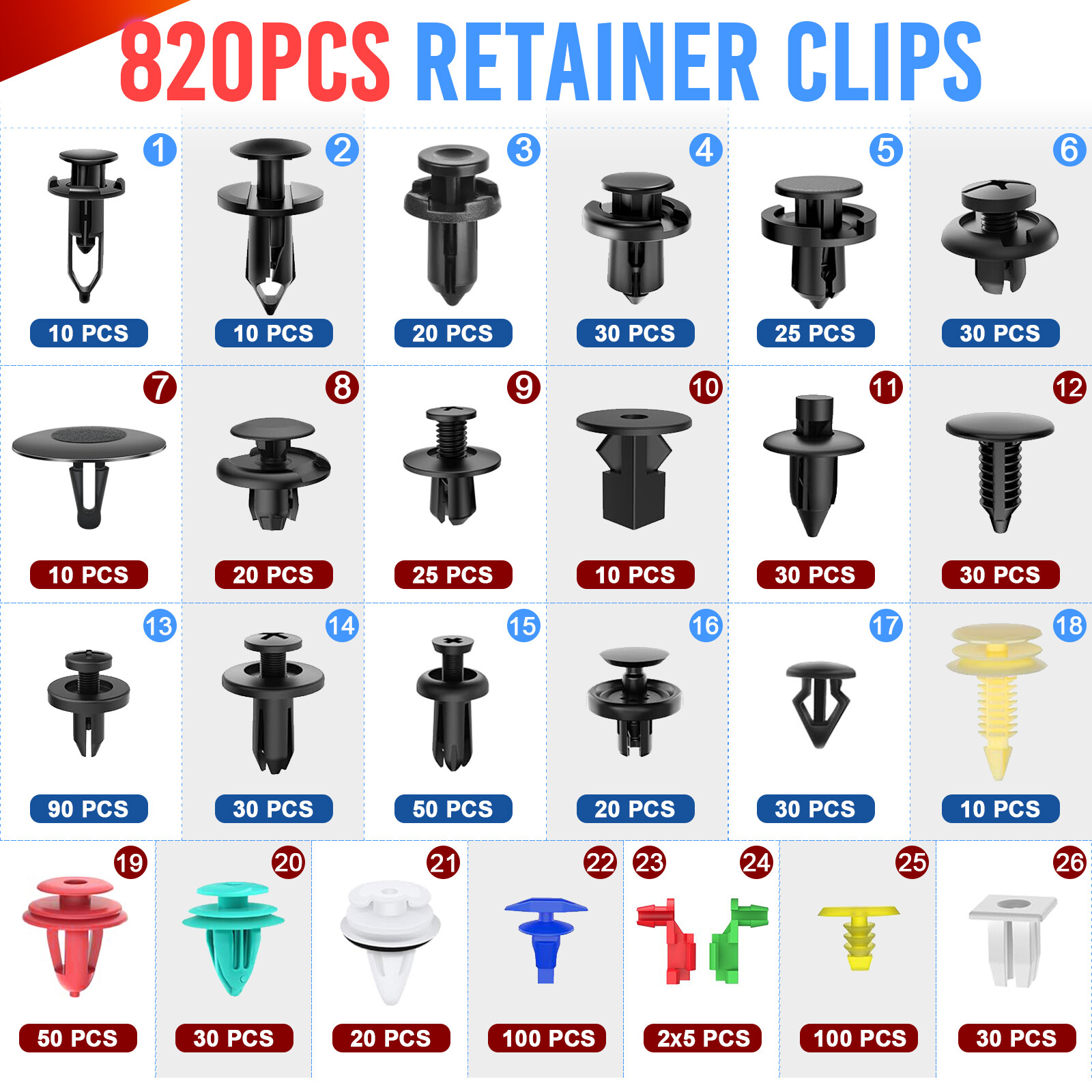 925Pcs Auto Car Bumper Retainer Clips Push Pin Rivet Screw Kit Fastener Remover - Image 2