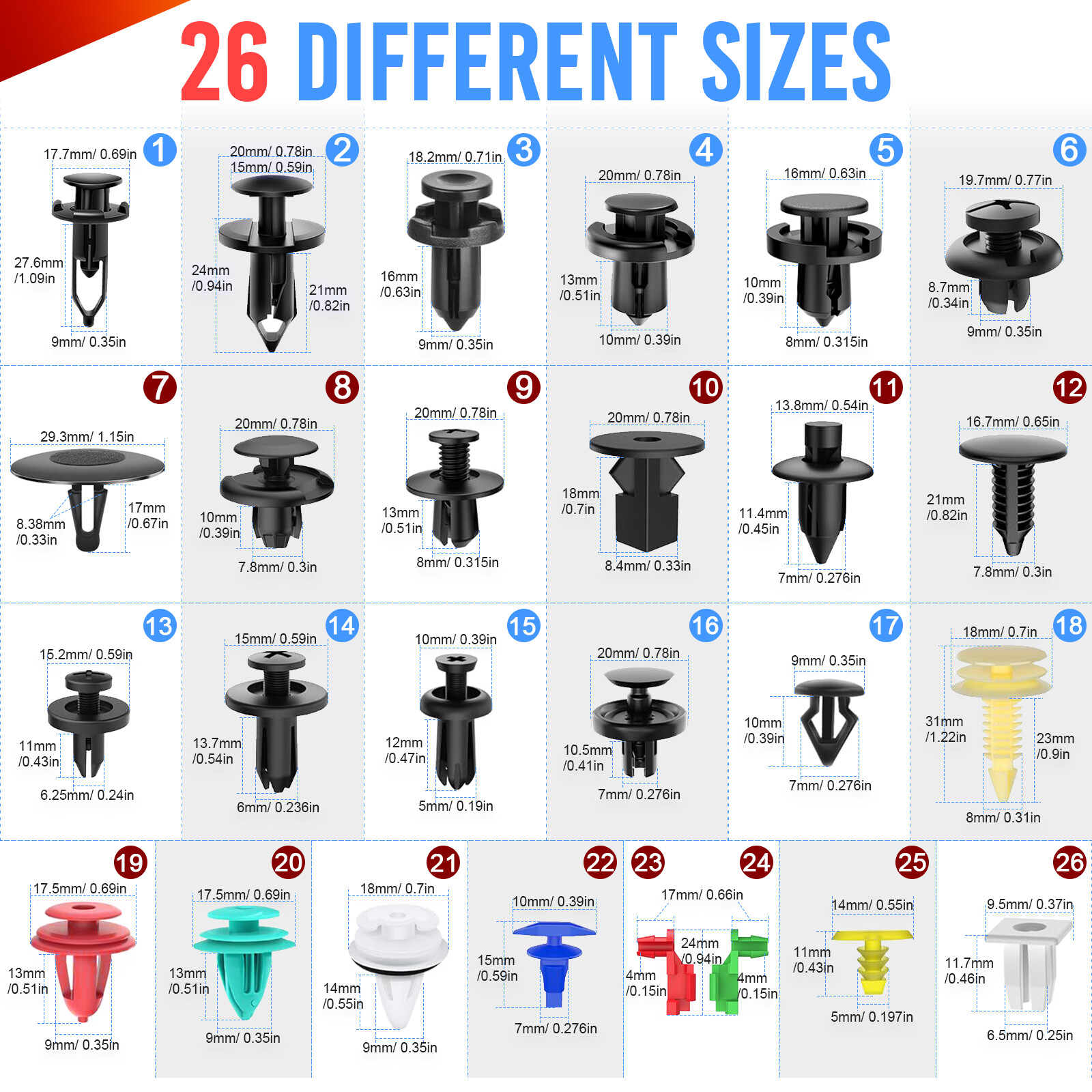 925Pcs Auto Car Bumper Retainer Clips Push Pin Rivet Screw Kit Fastener Remover - Image 3