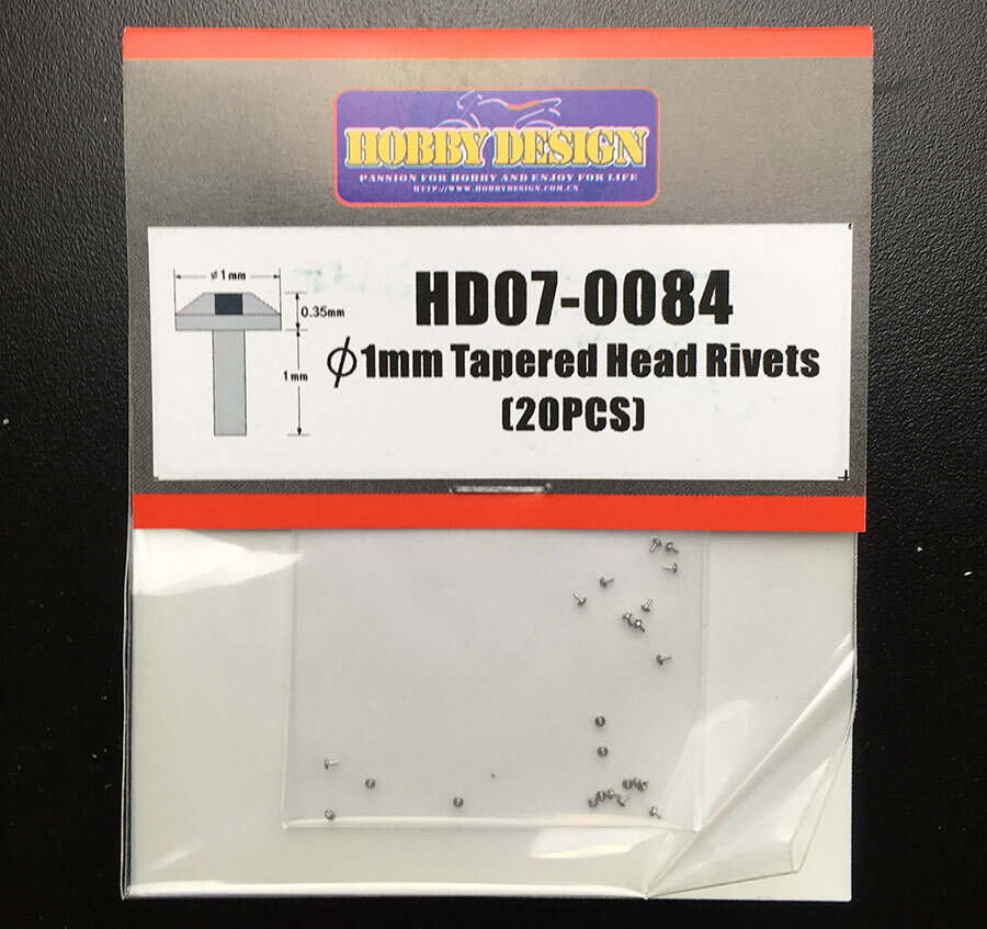 Hobby Design 1mm Tapered Head Rivets (20pcs) for 1/24 models
