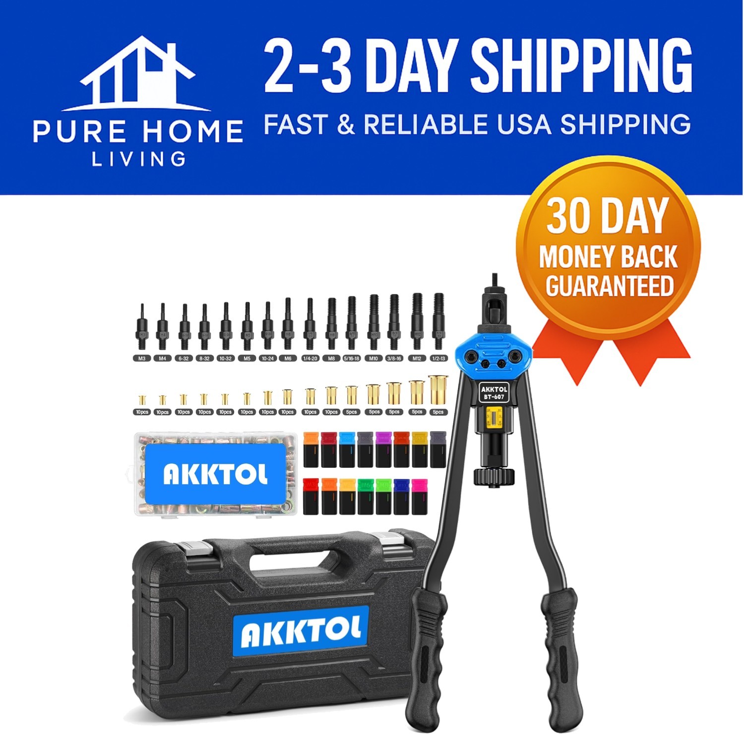 Rugged 16" Rivnut Tool Set with 15 Mandrels: Perfect for Automotive & Metal Work