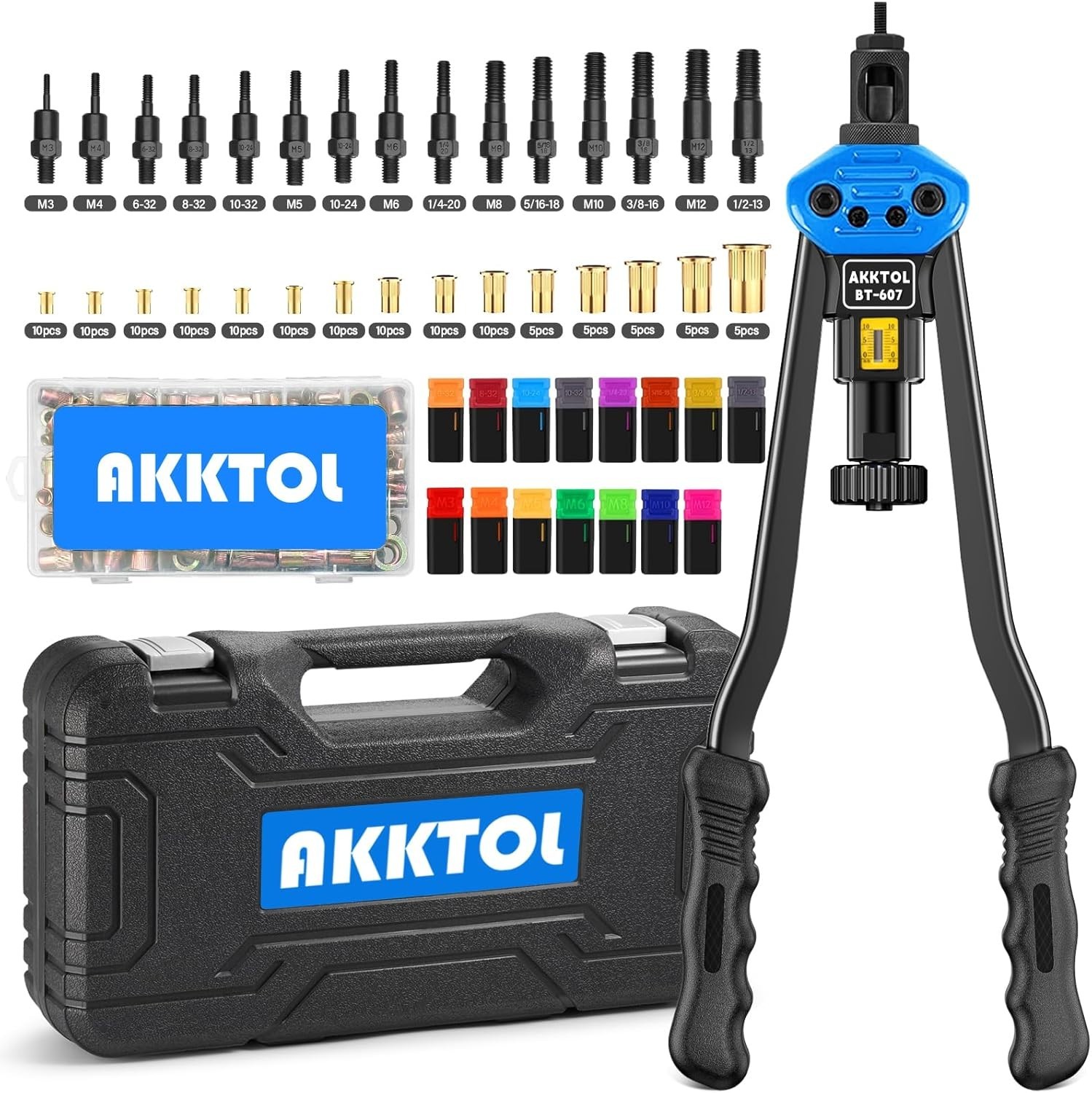 Rugged 16" Rivnut Tool Set with 15 Mandrels: Perfect for Automotive & Metal Work - Image 3