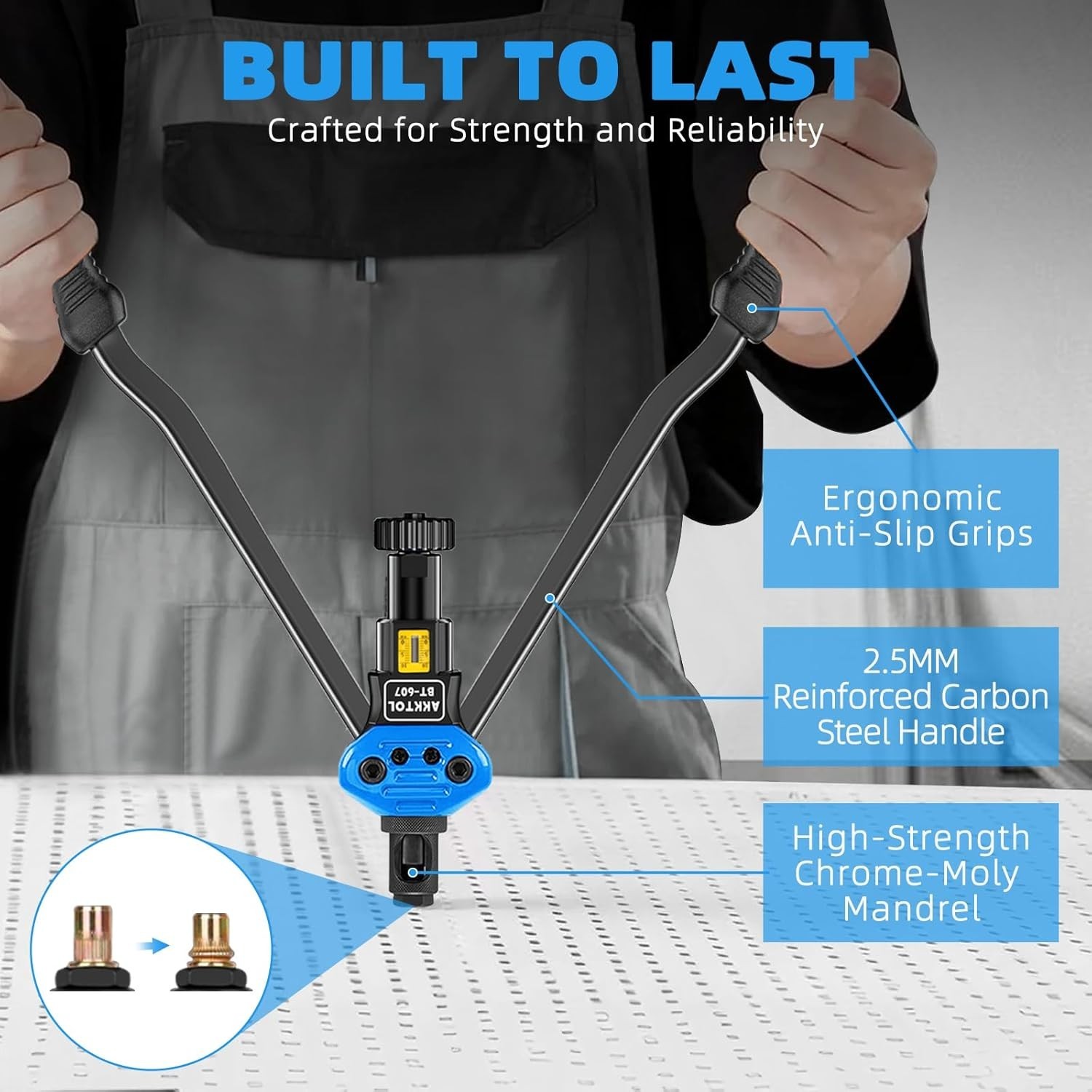 Rugged 16" Rivnut Tool Set with 15 Mandrels: Perfect for Automotive & Metal Work - Image 5