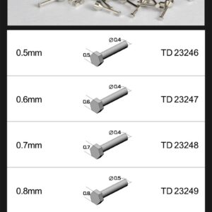 Top Studio 1.0mm Hex Rivets (C) Silvery - 10 pieces - Detail-Up Item # TD23251