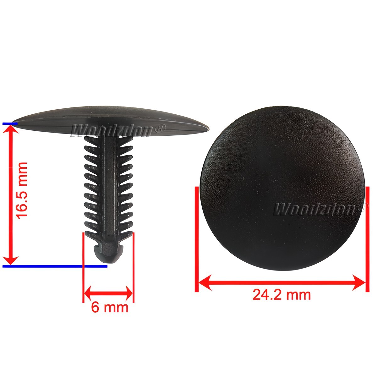 100 Automotive Clip Trim Retainer Plastic Fastener Push Type Rivet Fits 5mm Hole - Image 3