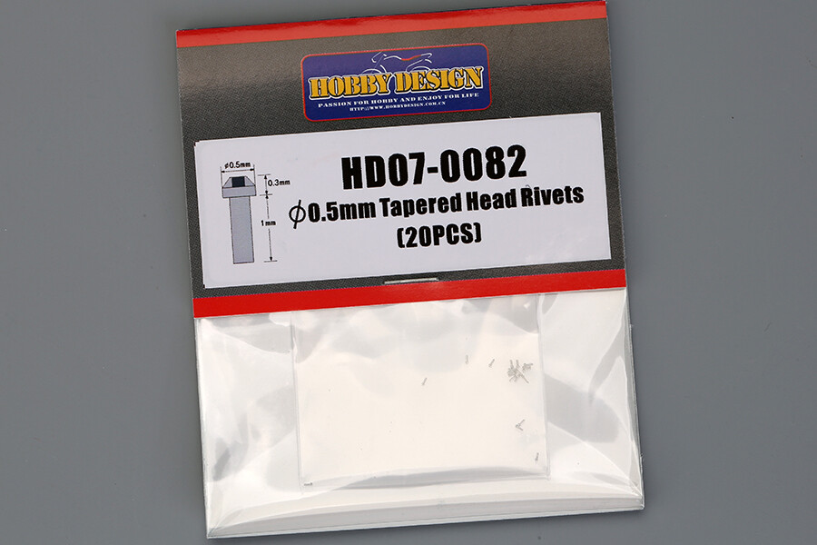 Hobby Design 0.5mm Tapered Head Rivets (20pcs) for 1/24 models