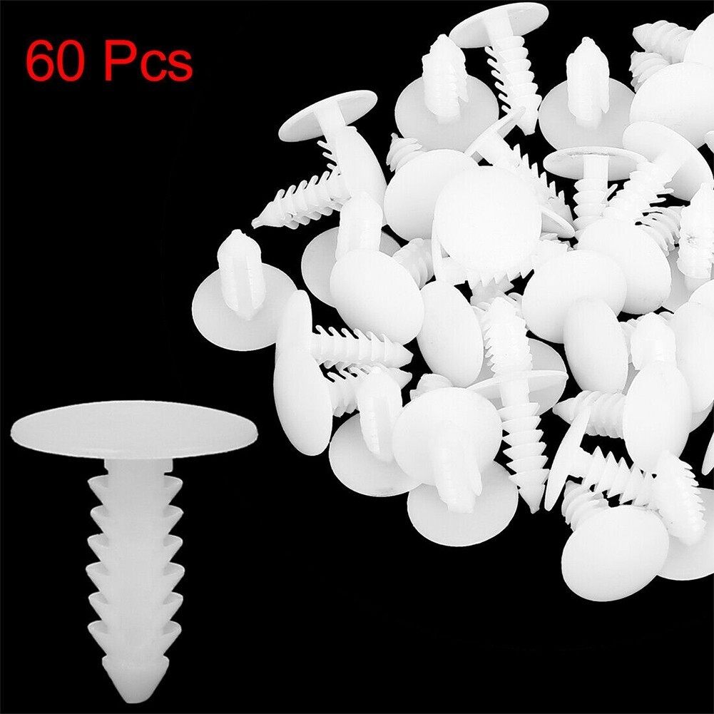 60pcs Car Plastic Rivets Fasteners Door Trim Panel Clips White For Automotive - Image 2