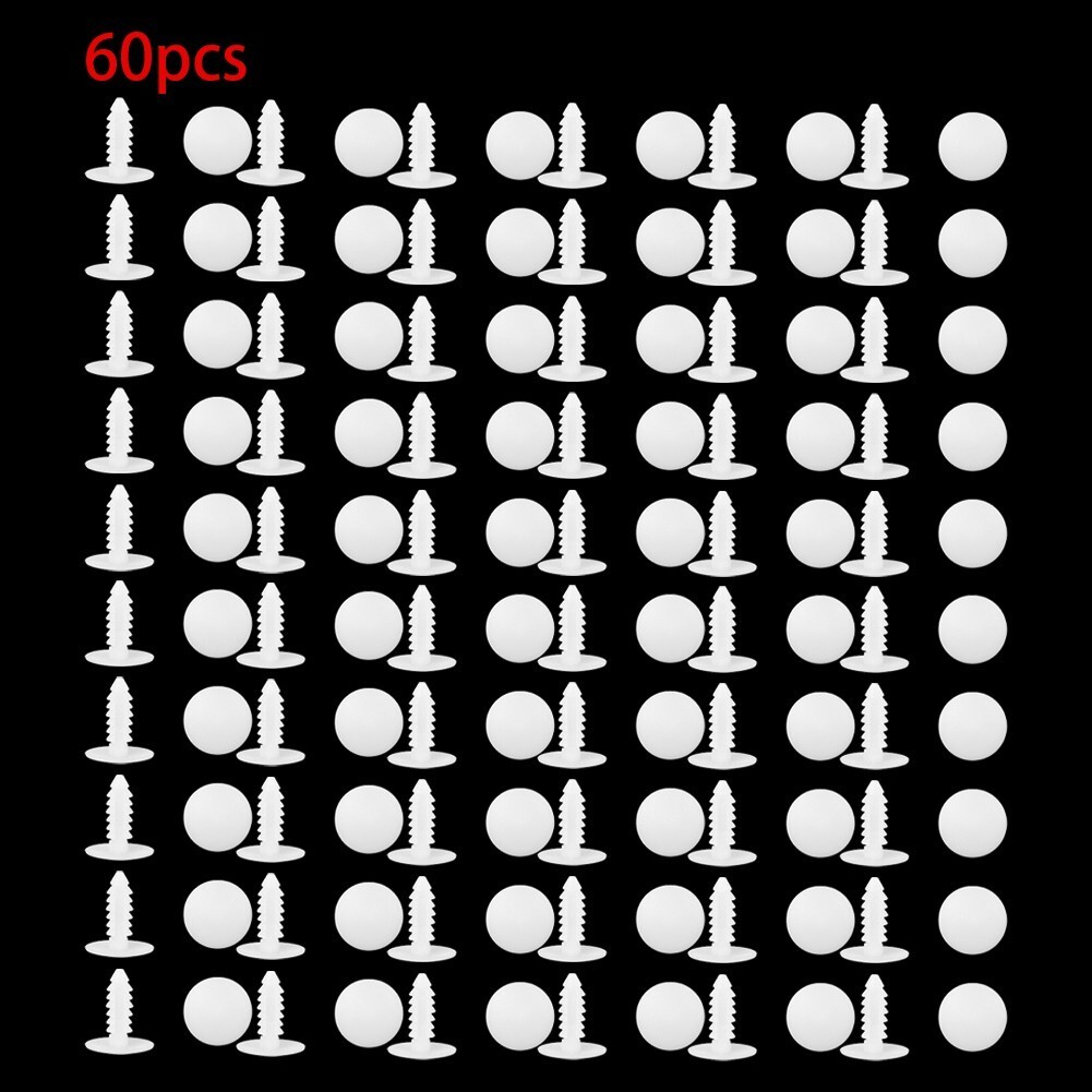 60pcs Car Plastic Rivets Fasteners Door Trim Panel Clips White For Automotive - Image 3
