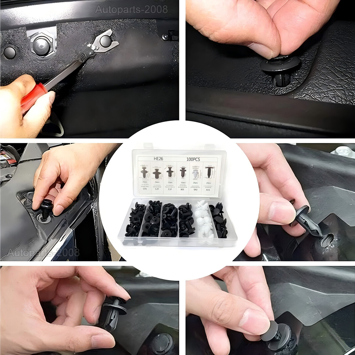 100Pcs Auto Bumper Clips Car Clips Plastic Rivets Fasteners Push Retainer Kit - Image 4