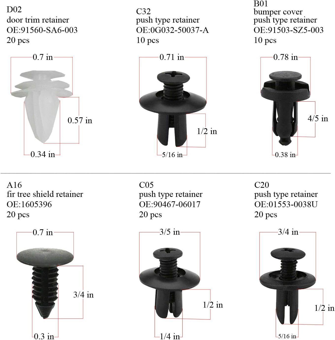 100PCS Retainer Clips Body Bumper Rivet Retainer Trim Molding Push Pin Clips kit - Image 2