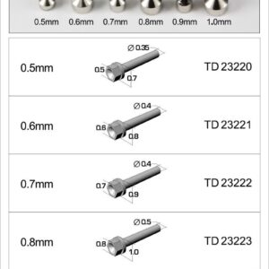 Top Studio 0.5mm Hex Rivets (A) Silvery - 10 pieces - Detail-Up Item # TD23220