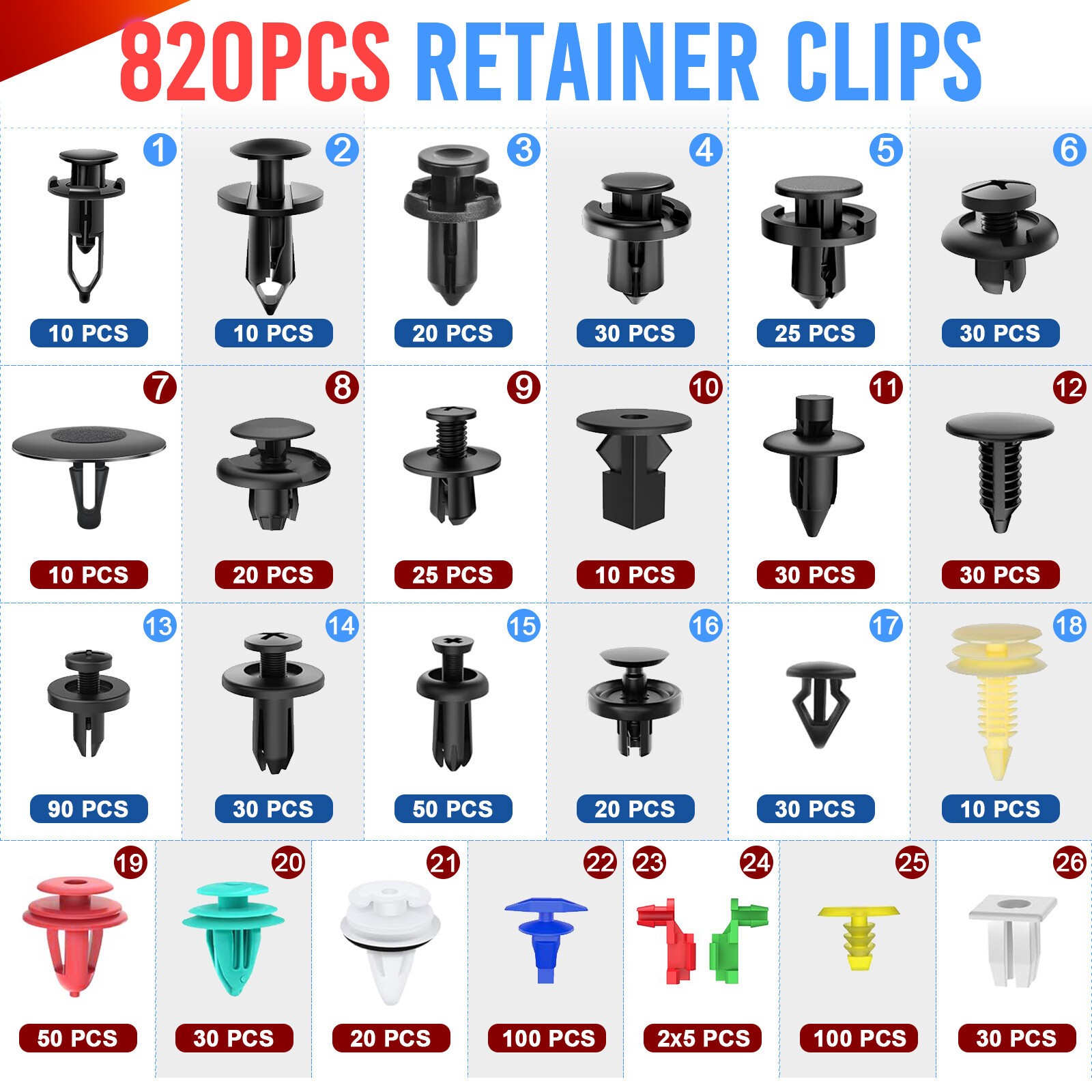 925Pcs Auto Car Bumper Retainer Clips Push Pin Rivet Screw Kit Fastener Remover - Image 2