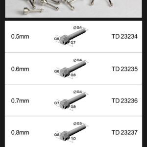 Top Studio 0.7mm Hex Rivets (B) Silvery - 10 pieces - Detail-Up Item # TD23236