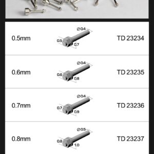 Top Studio 0.5mm Hex Rivets (C) Silvery - 10 pieces - Detail-Up Item # TD23246