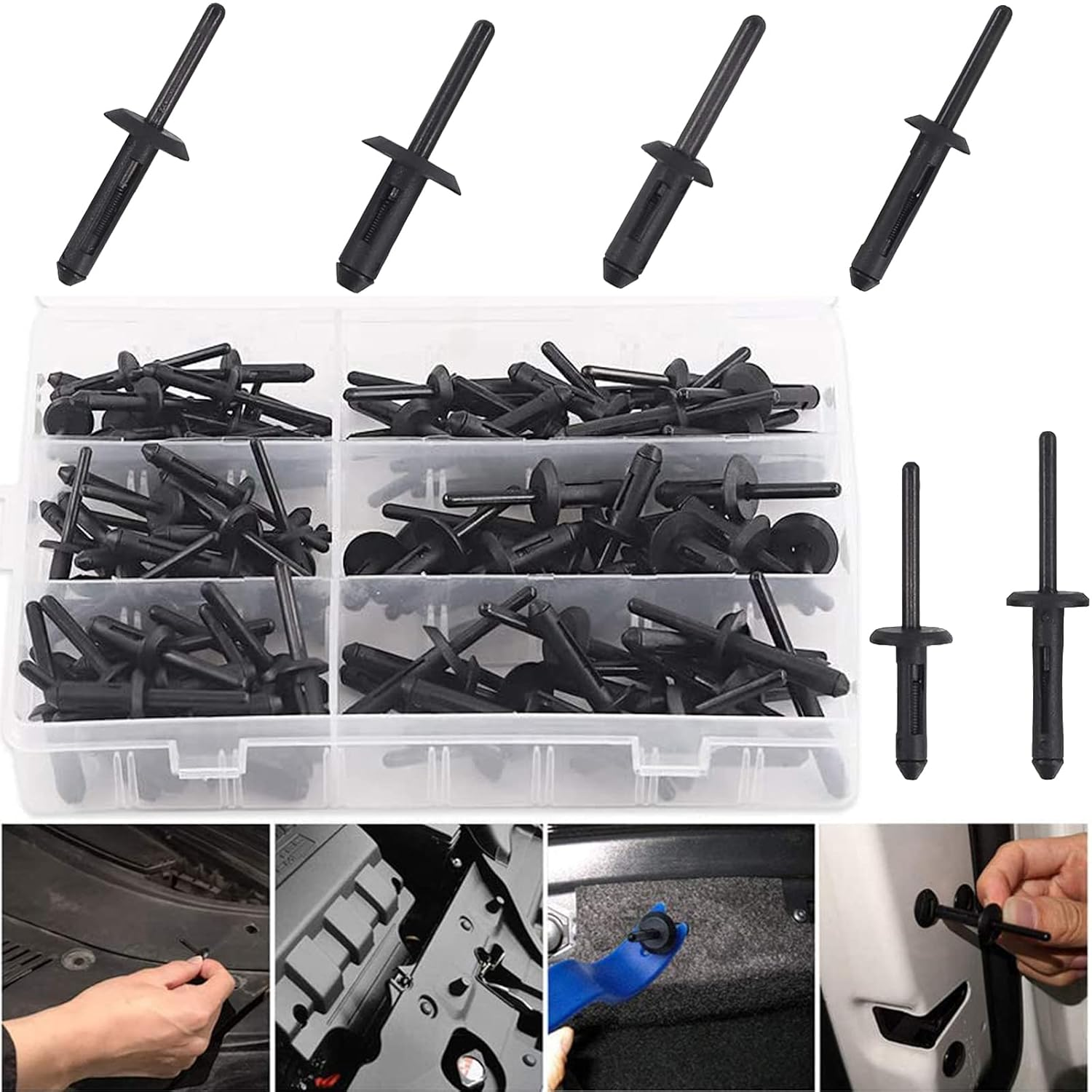 150Pcs Plastic Rivet Clip Automotive Universal Nylon Pop Rivet 6 Most Popular Si