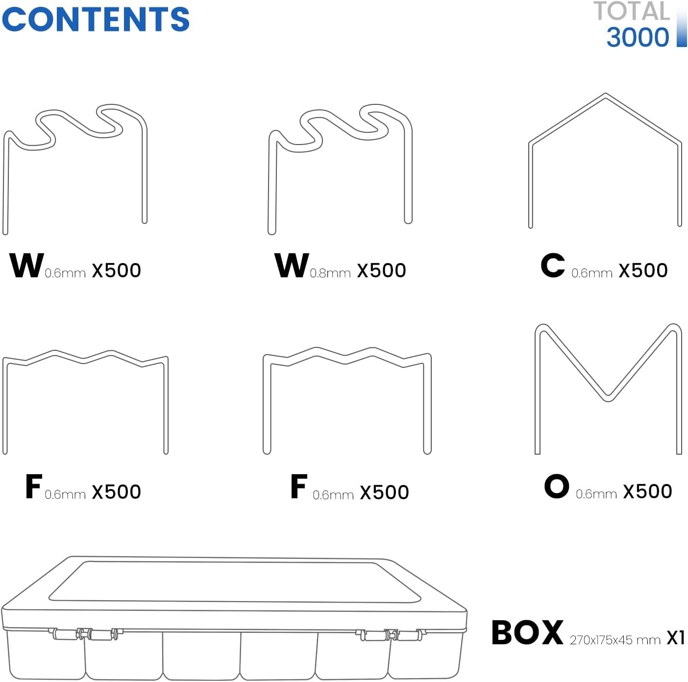 Comprehensive 3000-Piece Staple Assortment for Automotive and Plastic Repair - Image 5